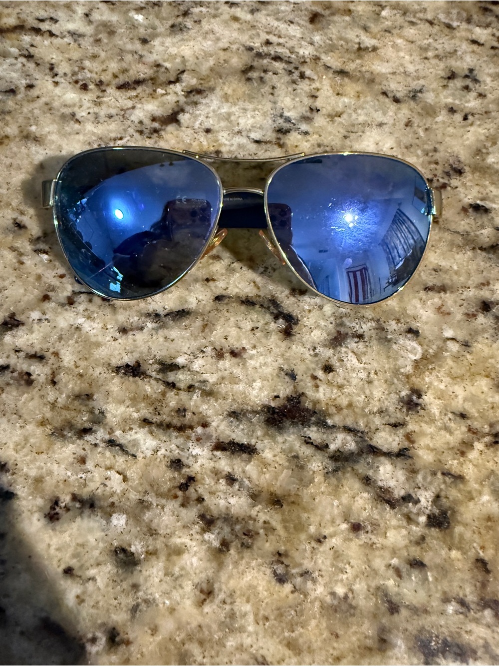 Tory Burch Aviator Sunglasses with Blue Mirrored Lenses